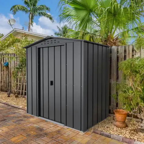 Must-Have Abri de jardin métal imitation bois 2,48 m² avec kit d’ancrage - anthracite - grande hauteur - Duramax