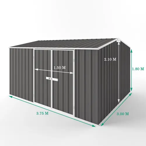 Abri métal colorbond EasyShed gris ardoise – 11,25 m2 – Easyshed Petit Prix