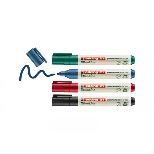 Lot de marqueurs permanents 4 couleurs EDDING ECOLINE 21 – EDDING Certifié