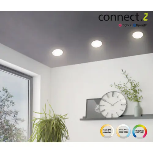 Spot à encastrer connecté Zigbee bluetooth Fueva, D17 blanc/couleurs, rond blanc – Eglo Offre Du Jour
