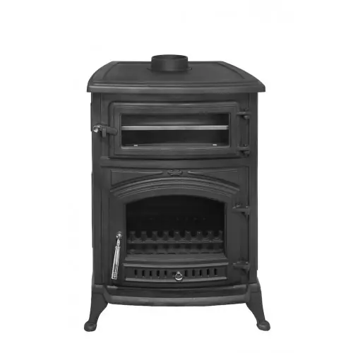 Petit Prix Poêle à bois avec four – ANTARES fonte – 740 x 515 x 845 mm – sortie Ø130 mm – 24 kW – 305 m³ – rendement 75 % – Eider Biomasa