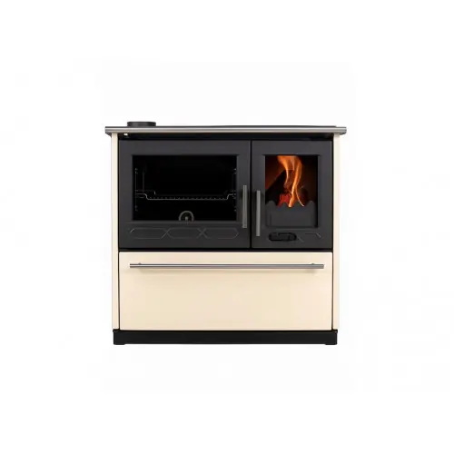Poêle à bois d’angle 10 kW - COCINA 170 m³ - Rendement 80 % - Sortie Ø130 mm - Classe énergétique A - Acier - Avec espace de ra - Eider Biomasa Réduction