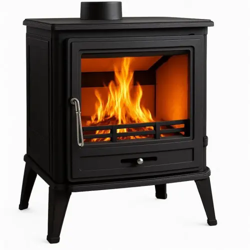 Remise Poêle à bois - IRIS gris fonte - 620 x 470 x 740 mm - sortie Ø150 mm - 10 kW - 170 m³ - rendement 82 % - Eider Biomasa