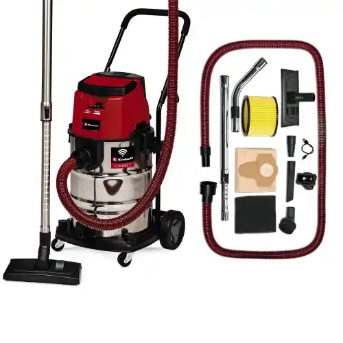 Aspirateur eaux et poussières sans fil - Power X-Change - 2×18 V (Twin-Pack) - 150 mbar - cuve inox 30 L - flexible 2,5 m Ø 36 m - EINHELL Top Vente