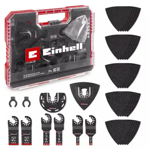 Coffret accessoires XLPlus Multi-Tools - 35 pièces - lames, racloir, ponçage - boîte de rangement - EINHELL Dernière Chance