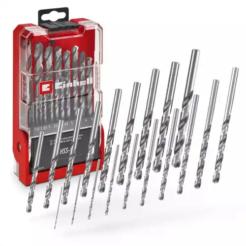 Bon Marché Coffret forets HSS-G Silver - 19 pièces - Ø1-10mm - acier rapide - affûtage précis - tige cylindrique - EINHELL