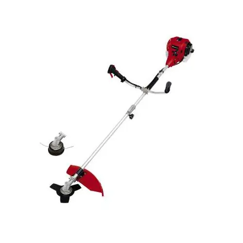 Commande En Gros Débroussailleuse thermique 25,4 cm³ - 0,6 kW - Largeur de coupe 42 cm - Manche démontable - Lame 3 dents + bobine double fil - EINHELL