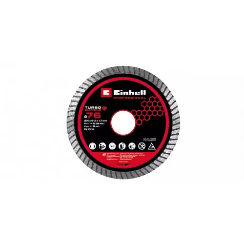 Must-Have Disque de coupe diamant – 76 mm – 1,8 mm – Alésage 10 mm – Pour carrelage et faïence – Vitesse max. 80 m/s – EINHELL
