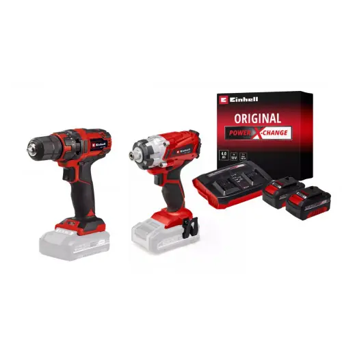 Kit vissage sans fil Einhell - Visseuse à chocs + perceuse-visseuse + 2 batteries 4.0Ah + chargeur - EINHELL Jusqu'à Épuisement Des Stocks