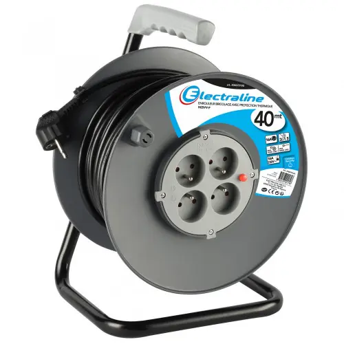 Haute Qualité Enrouleur de câble électrique bricolage avec terre L. 40 m ho5vvf 3g1.5 – ELECTRALINE
