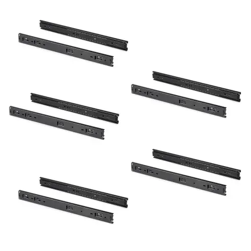 Must-Have 5 paires de coulisses a billes pour tiroirs à sortie totale, H 45 mm, L 450 mm, noir - EMUCA