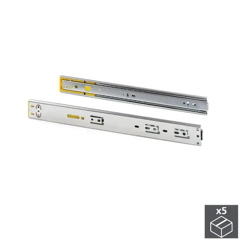 Acheter Direct 5 paires de coulisses tiroirs à billes, sortie totale, fermeture amortie, L 350 mm, Zingué - EMUCA