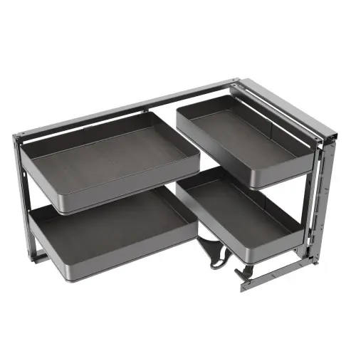 Accessoire extractible Harmony pour meuble de cuisine - Droite - Acier et Bois - Gris anthracite - EMUCA Offre Spéciale