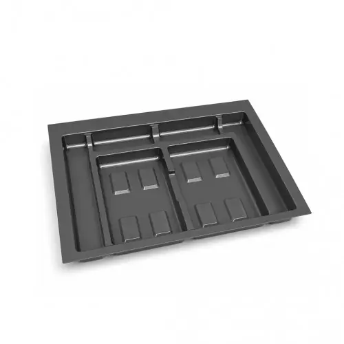Prix Cassé Base Emuca Recycle pour tiroir de cuisine 700 mm – 2 compartiments gris anthracite – EMUCA
