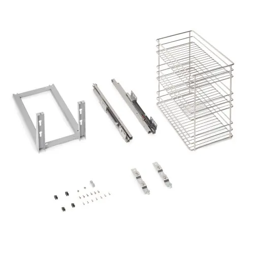 Top Vente Chariot coulissant Supra avec fixation inférieure à fermeture amortie - module 300mm - acier - chromé - EMUCA