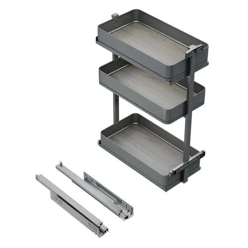 Chariot extractible Harmony avec fermeture à amortie – Module largeur 300mm hauteur 800mm – Acier et Bois – Gris anthracite – EMUCA Prix Réduit