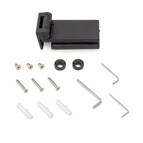 Nouveauté Charnière pour porte en verre avec garniture – charnière horizontale avec embout de 40mm – pour porte de 8-12mm – aluminium e – EMUCA