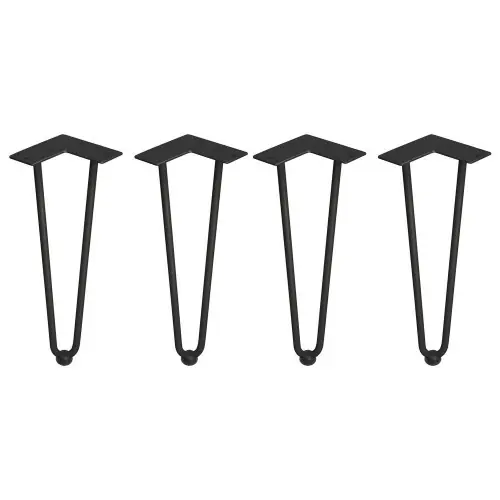 Expédié Aujourd'hui Jeu de pieds Hairpin de 2 barres par table, H 400 mm, Peint en noir - EMUCA