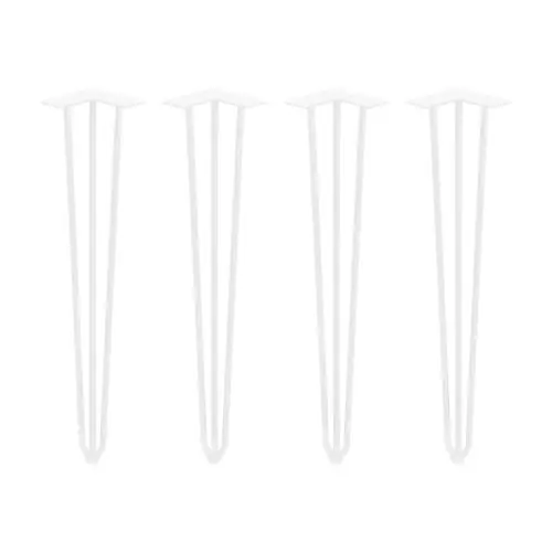 Jeu de pieds Hairpin de 3 barres par table, H 710 mm, Peint en blanc - EMUCA Vente Directe