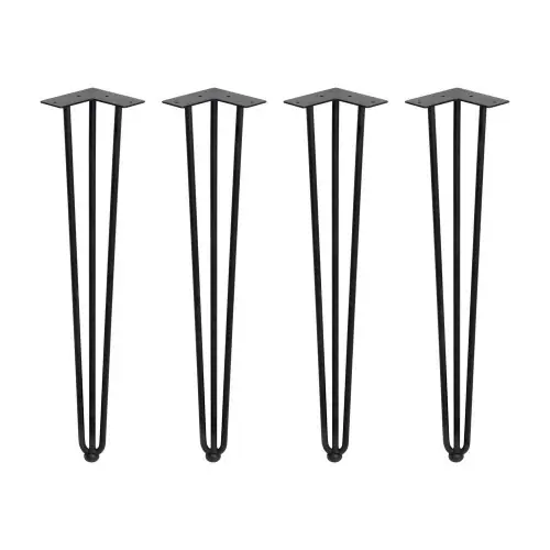 Réduction Jeu de pieds Hairpin de 3 barres par table, H 710 mm, Peint en noir - EMUCA