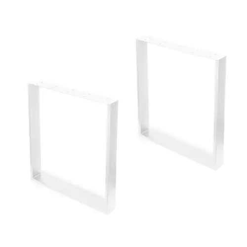 Bon Plan Jeu de pieds rectangulaires Square pour table, H 720 x 600 mm, Peint en blanc - EMUCA