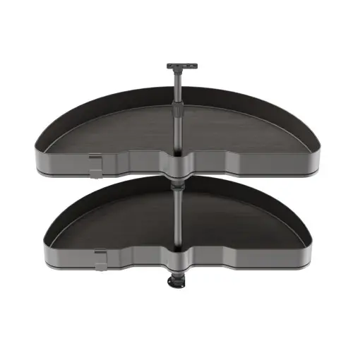 Haute Qualité Jeu de plateaux tournants Harmony 1/2 lune - Module largeur 800mm - Hauteur réglable - Acier et Bois - Gris anthracite - EMUCA