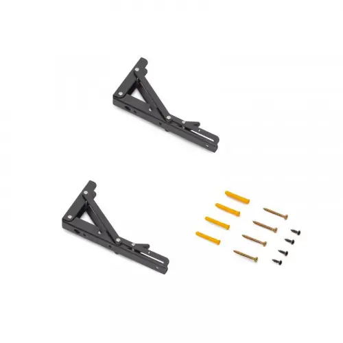 Populaire Jeu de Supports de pliage - longueur 203mm - Acier - Peint en noir - EMUCA