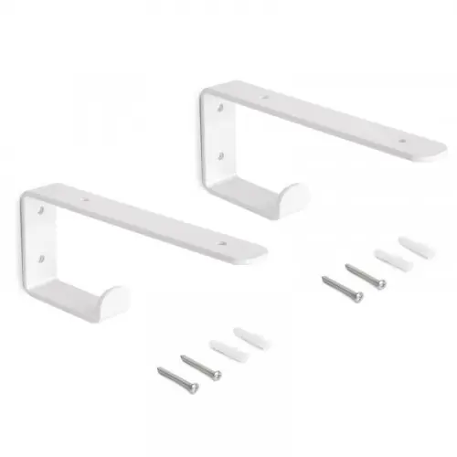 Jeu de supports pour étagères en bois Shelf avec cintre intégré - Acier - Blanc - EMUCA Meilleur Choix