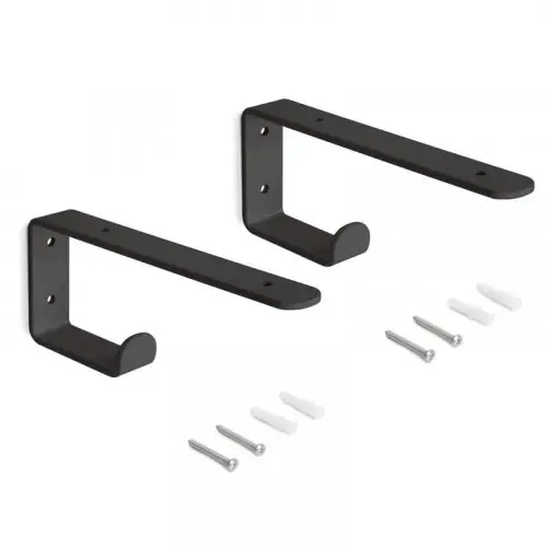 Commander Maintenant Jeu de supports pour étagères en bois Shelf avec cintre intégré - Acier - Noir - EMUCA