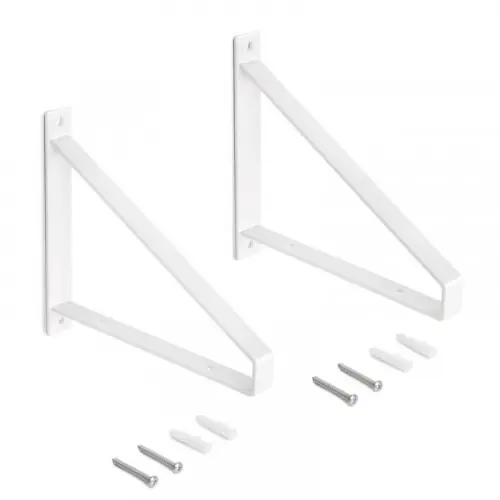 Jeu de supports pour étagères en bois Shelf avec forme triangulaire - Acier - Peint en blanc - EMUCA Bon Plan