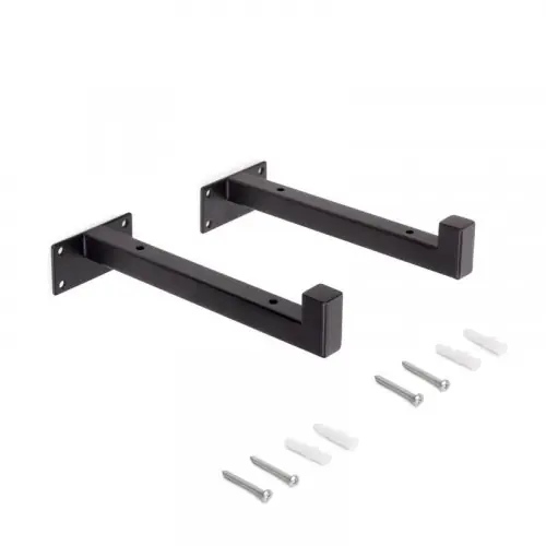Promotion Saisonnière Jeu de supports pour étagères en bois Shelf droit avec tube carr - Acier - Peint en noir - EMUCA