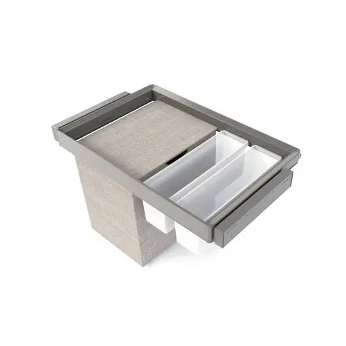 Affaire À Saisir Kit 2 plateaus auxiliaires - 1 panier et rack ajustable Quartz pour armoires - glissières extension totale et à fermeture douc - EMUCA