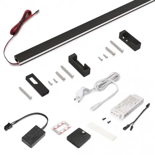 Kit barre de penderie Luxe LED Neonlynx 1150 mm - noir texturé - détecteur RF Smart 2700 K - EMUCA Acheter Direct