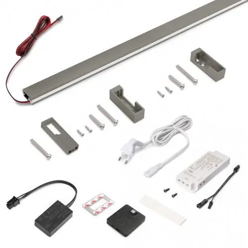 Dernier Modèle Kit barre de penderie Luxe LED Neonlynx 1150 mm - titane - détecteur RF Smart 2700 K - EMUCA
