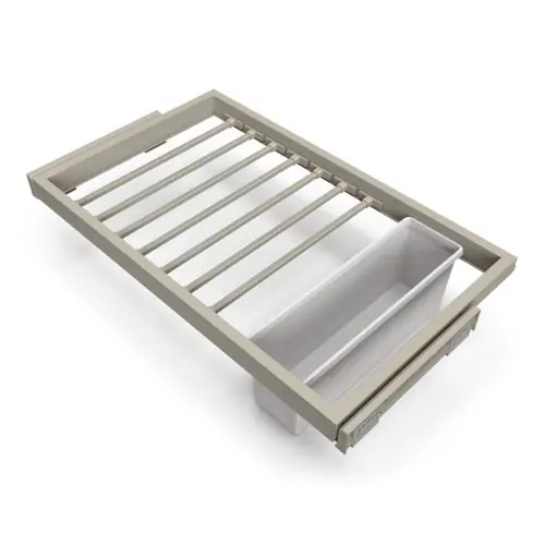 Dernier Modèle Kit de 7 porte-pantalons - 1 plateau et 1 cadre coulissant pour armoires réglable- Gris pierre - EMUCA