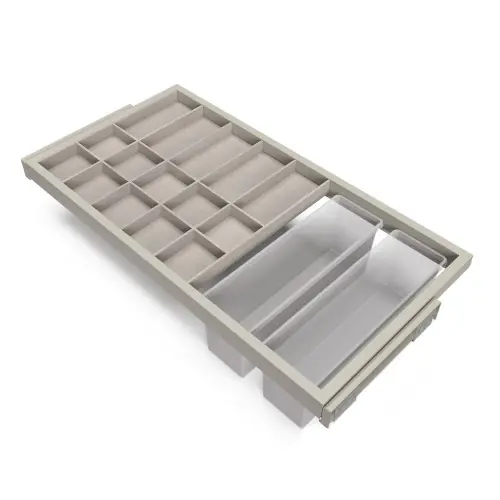 Kit de 7 tringles à pantalon et cadre coulissant à fermeture douce pour armoires- réglable- module 600mm- Noir texturé - EMUCA Soldes