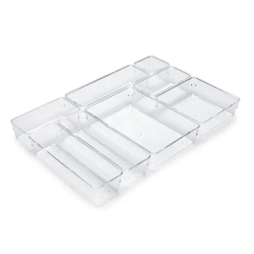 Kit de 8 seaux organisateurs Cube pour tiroirs - Plastique - Transparent - EMUCA Achetez Aujourd'hui