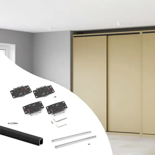 Kit de ferrures pour Flow2 2 portes coulissantes et à fermeture souple avec rails encastrés 2 - 35m - panneaux non inclus - Pe - EMUCA Jusqu'à Épuisement Des Stocks
