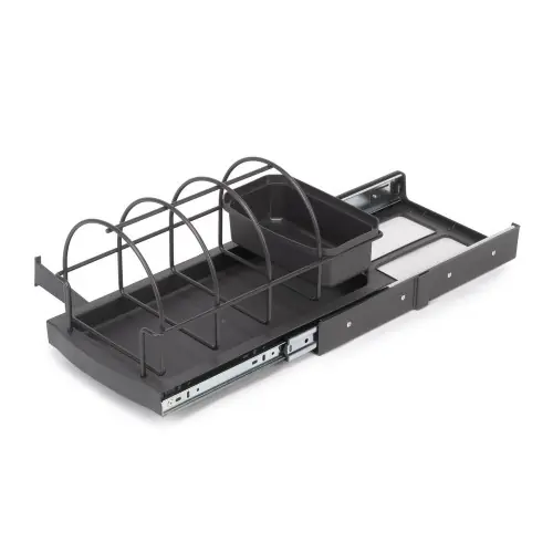 Kit de fixation pour 1 étagère en bois- 1 module et 1 tringle de suspension longueur 1m Zero- Zamak- Gris pierre peint - EMUCA Offre Exclusive