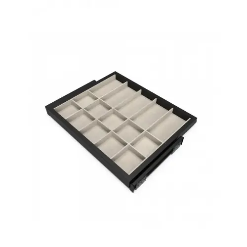 Populaire Kit de organiser de cadre de tiroir et de glissière - Noir texturé et Gris pierre - EMUCA