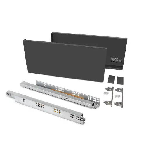 Kit de panier et cadre coulissant - fermeture souple pour armoire- module 900mm- Gris pierre - EMUCA Petit Prix