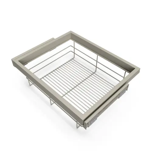 Bon Marché Kit de panier et cadre coulissant - fermeture souple pour armoire- réglable- module 600mm- Gris pierre - EMUCA