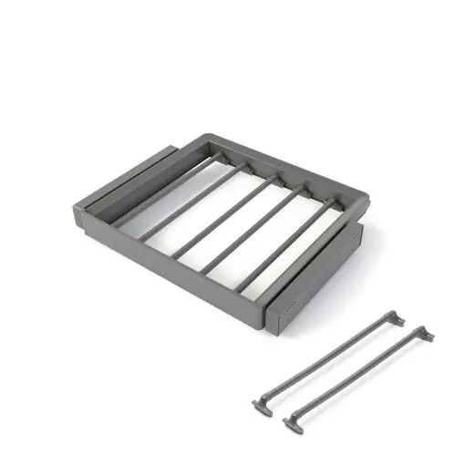 Kit de porte-pantalon à 7tringles et rack ajustable Quartz pour armoires - glissières extension totale et à fermeture douce - - EMUCA Offre Du Jour