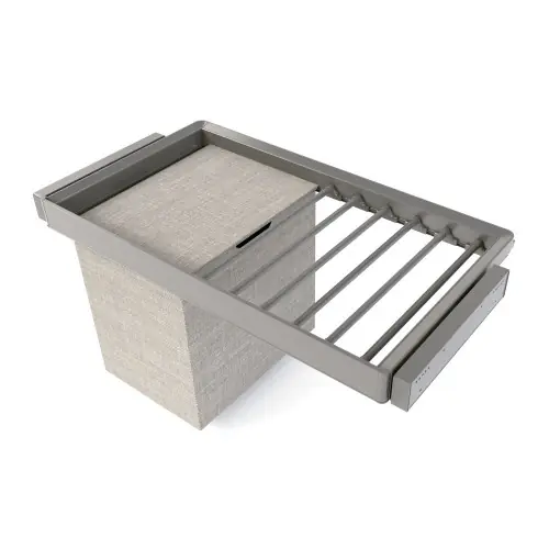 Meilleur Choix Kit de porte-pantalon à 7tringles - panier et rack ajustable Quartz pour armoires - glissières extension totale et à fermeture - EMUCA