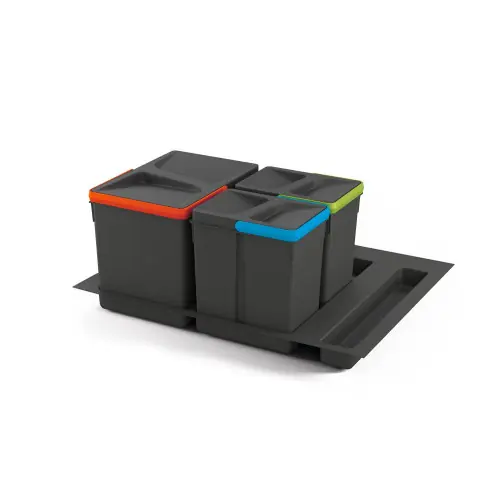 Kit de poubelles à base Recycle pour tiroir de module 600 mm 12 L, 6 L, 6L - EMUCA Retour Gratuit