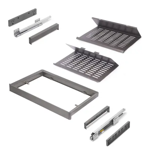 Kit de range-chaussures extractible pour armoires Quartz – réglable – module 600mm – Acier – aluminium et plastique – Titan – EMUCA Meilleure Vente