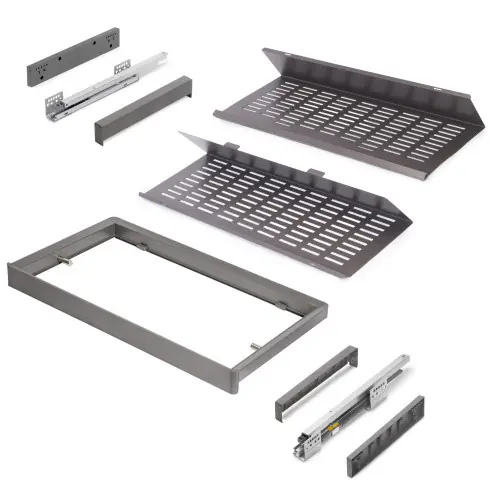 Dernière Chance Kit de range-chaussures extractible pour armoires Quartz - réglable - module 800mm - Acier - aluminium et plastique - Titan - EMUCA