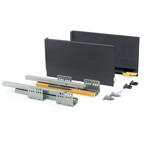 Kit de tiroir Concept hauteur 185 mm et profondeur 400 mm finition gris anthracite - EMUCA Vente Directe