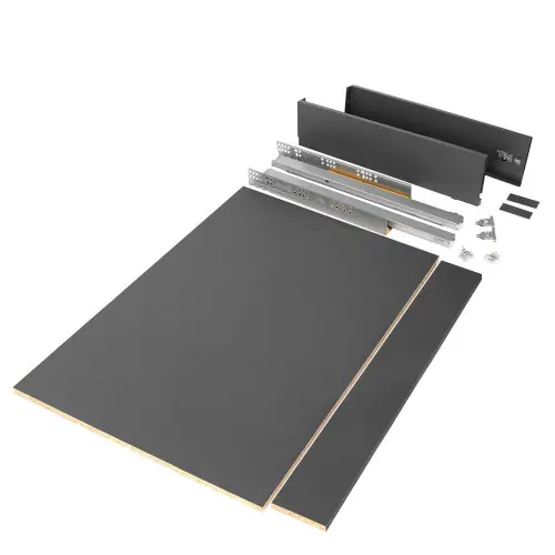 Kit de tiroir pour cuisine et salle de bain Vertex - panneaux inclus, H 93 x M 900, Gris - EMUCA Marque