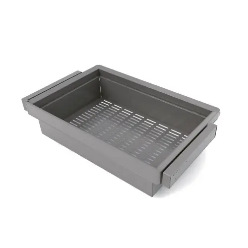 Kit panier métallique et rack ajustable Quartz pour armoires - glissières extension totale et à fermeture douce - Module 80cm - EMUCA Prix Cassé
